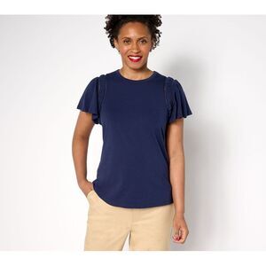 Fashion Women's Top Plus Sz 1X Studio Park x Terri Conn Flutter Blue A691540